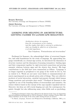 LOOKING FOR MEANING IN ARCHITECTURE: GETTING CLOSER