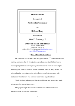 Memorandum Petition for Clemency Richard Paey John P. Flannery, II