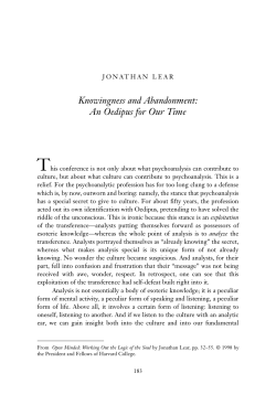 Knowingness and Abandonment: An Oedipus for