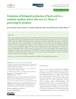 Evaluation of biological production of lactic acid in a synthetic