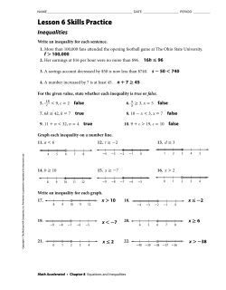 Lesson 6 Skills Practice Inequalities