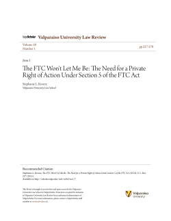 The FTC Won`t Let Me Be: The Need for a Private