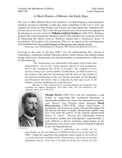 A Short History of Mitosis: the Early Days