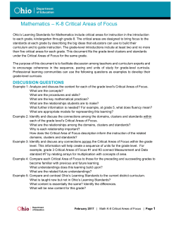 K-8 Critical Areas of Focus - Ohio Department of Education
