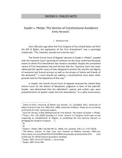 SNYDER V. PHELPS NOTE Snyder v. Phelps: The Demise of