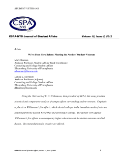 STUDENT-VETERANS Article We`ve Been Here Before: Meeting the