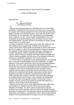 A VINDICATION OF THE RIGHTS OF WOMAN by Mary