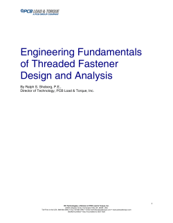 Engineering Fundamentals of Threaded Fastener Design and Analysis