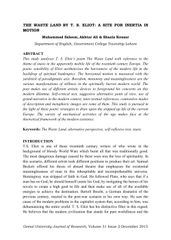 THE WASTE LAND BY TS ELIOT: A SITE FOR