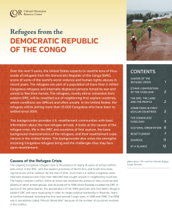 Refugees from the Democratic Republic of Congo Backgrounder