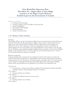 First World War Education Plan The Sifton VC
