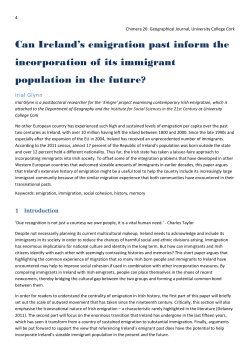 Can Ireland`s emigration past inform the incorporation of its