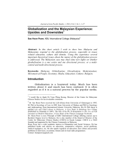 Globalization and the Malaysian Experience: Upsides and Downsides
