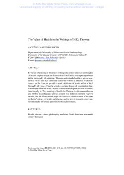 The Value of Health in the Writings of H.D. Thoreau