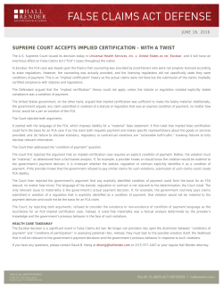 SUPREME COURT ACCEPTS IMPLIED CERTIFICATION &ndash; WITH A