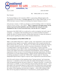 The true purposes of the DISCLOSE Act