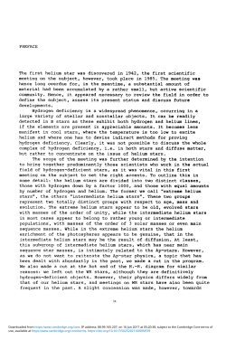 PREFACE The first helium star was discovered in 1942, the first