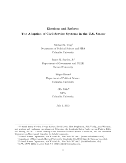 Elections and Reform: The Adoption of Civil Service Systems in the