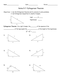 Notes 5-7: Pythagorean Theorem
