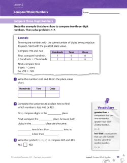 Compare Whole Numbers Vocabulary Compare Three