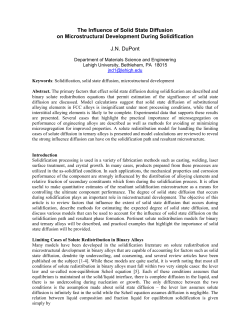 The Influence of Solid State Diffusion on
