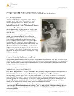 STUDY GUIDE TO THE BROADWAY PLAY, The Diary of Anne Frank