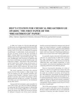 hist`s citation for chemical breakthrough awards: the first paper or the