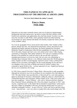 Emrys Jones 1920-2006 - School of Geographical Sciences