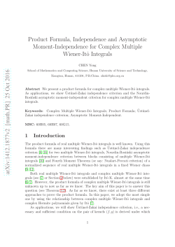 Product Formula, Independence and Asymptotic Moment