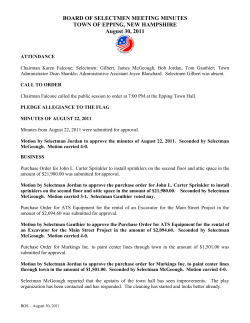 BOARD OF SELECTMEN MEETING MINUTES TOWN OF EPPING