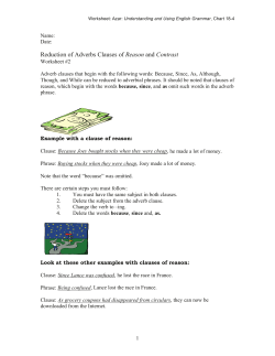 Reduction of Adverbs Clauses of Reason and Contrast