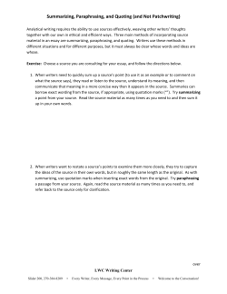 Exercise: Summarizing, Paraphrasing, and Quoting (and not
