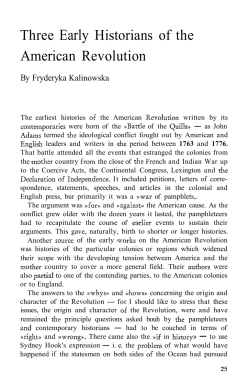 Three Early Historians of the American Revolution