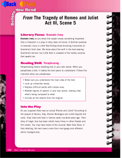 From The Tragedy of Romeo and Juliet Act III, Scene 5
