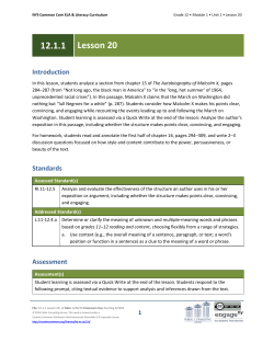 Grade 12 ELA Module 1, Unit 1, Lesson 20