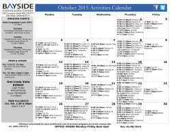 October 2015 Activities Calendar