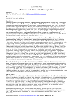 CALL FOR PAPERS Christians and Jews in Ottoman