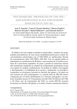 PSychOmeTRic PROPeRTieS Of The hiV/ AidS KnOwLedGe ScALe
