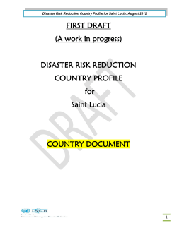 FIRST DRAFT (A work in progress) DISASTER RISK REDUCTION