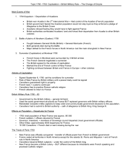 Topic:1760 -1763: Capitulation + British Military Rule &ndash; The Change
