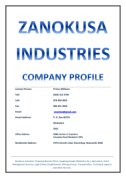 Contact Person: Protus Williams Tell: (034) 314 3764 Cell: 078 850