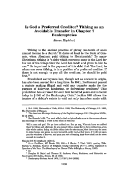 Tithing as an Avoidable Transfer in Chapter 7 Bankruptcies