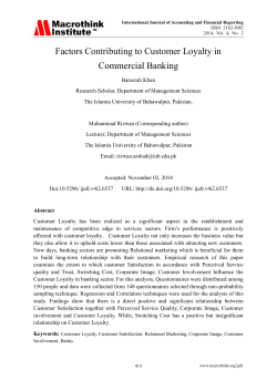 Factors Contributing to Customer Loyalty in Commercial Banking