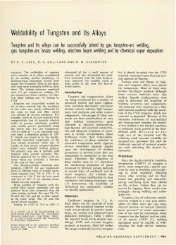 Weldability of Tungsten and Its Alloys