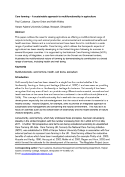 Care farming &ndash; A sustainable approach to multifunctionality in