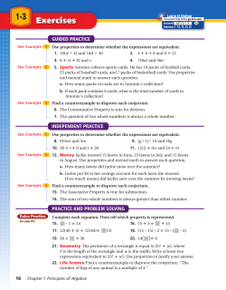 1-3 Exercises - Mr. Swopes Math Page