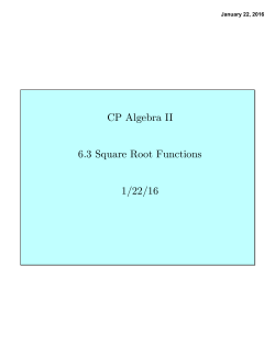 CP Algebra II 6.3 Square Root Functions 1/22/16