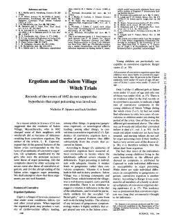 Ergotism and the Salem Village Witch Trials