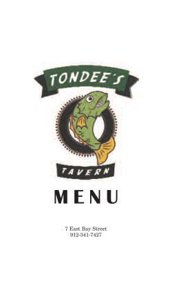 MENU - Tondee`s Tavern