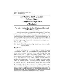 The Reserve Bank of India`s Balance Sheet: Analytics and Dynamics